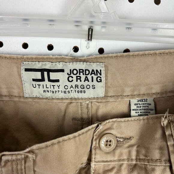 Jordan Craig Baggy Khaki Cargo Pants Sz 34x32 Y2K Distressed Punk Skater Street - Picture 7 of 8